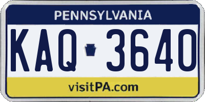 PA license plate KAQ3640