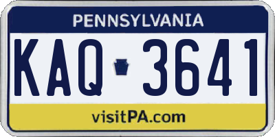 PA license plate KAQ3641
