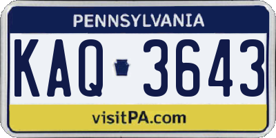 PA license plate KAQ3643