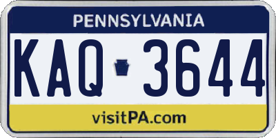 PA license plate KAQ3644