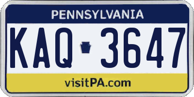 PA license plate KAQ3647