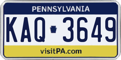 PA license plate KAQ3649