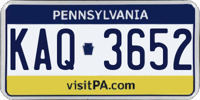 PA license plate KAQ3652
