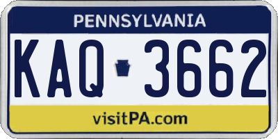 PA license plate KAQ3662