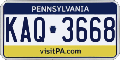 PA license plate KAQ3668