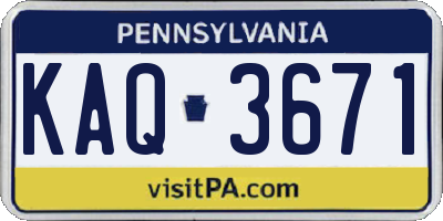 PA license plate KAQ3671