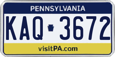 PA license plate KAQ3672