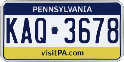 PA license plate KAQ3678