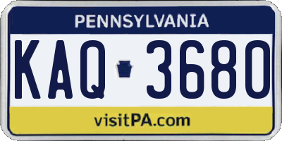 PA license plate KAQ3680