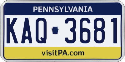 PA license plate KAQ3681