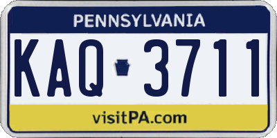 PA license plate KAQ3711