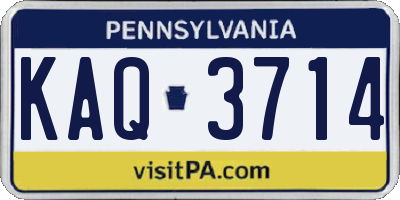 PA license plate KAQ3714