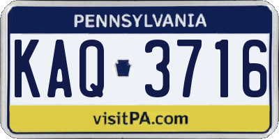 PA license plate KAQ3716
