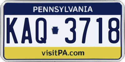 PA license plate KAQ3718