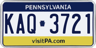 PA license plate KAQ3721