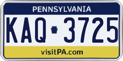 PA license plate KAQ3725