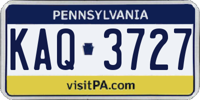 PA license plate KAQ3727
