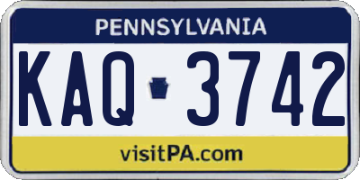 PA license plate KAQ3742