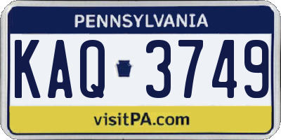 PA license plate KAQ3749