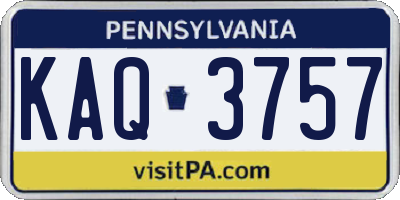 PA license plate KAQ3757