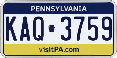 PA license plate KAQ3759