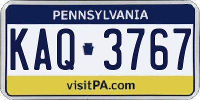 PA license plate KAQ3767