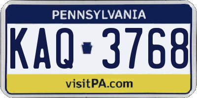 PA license plate KAQ3768