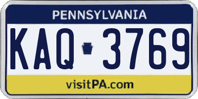 PA license plate KAQ3769
