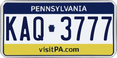 PA license plate KAQ3777