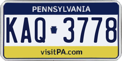 PA license plate KAQ3778