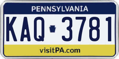 PA license plate KAQ3781