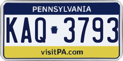 PA license plate KAQ3793