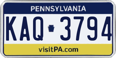 PA license plate KAQ3794