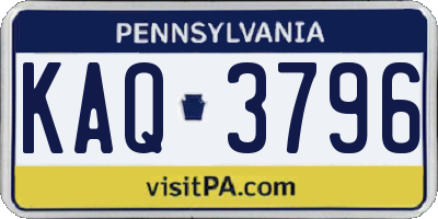 PA license plate KAQ3796