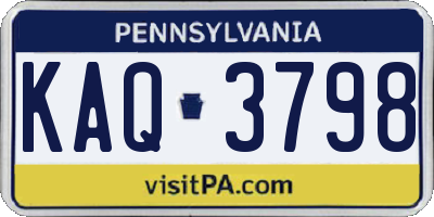 PA license plate KAQ3798