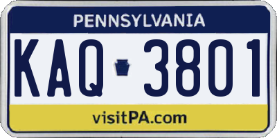 PA license plate KAQ3801