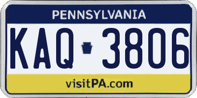 PA license plate KAQ3806