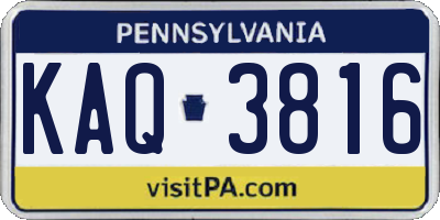 PA license plate KAQ3816