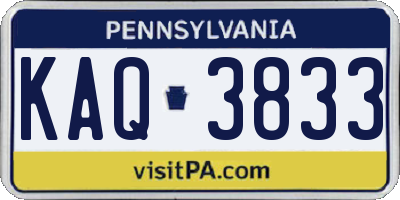 PA license plate KAQ3833