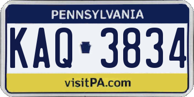 PA license plate KAQ3834