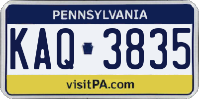 PA license plate KAQ3835