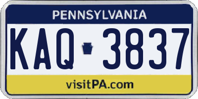 PA license plate KAQ3837