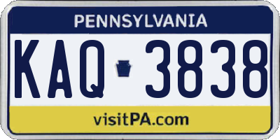 PA license plate KAQ3838