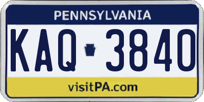 PA license plate KAQ3840