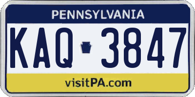 PA license plate KAQ3847