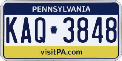 PA license plate KAQ3848