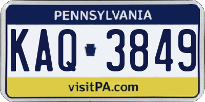 PA license plate KAQ3849