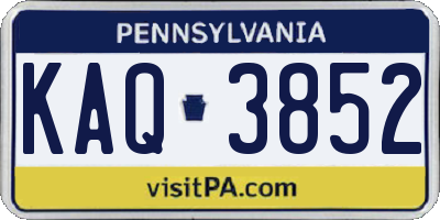 PA license plate KAQ3852