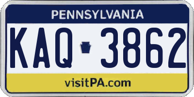 PA license plate KAQ3862