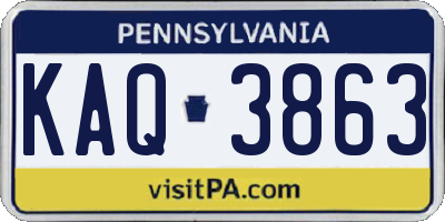 PA license plate KAQ3863